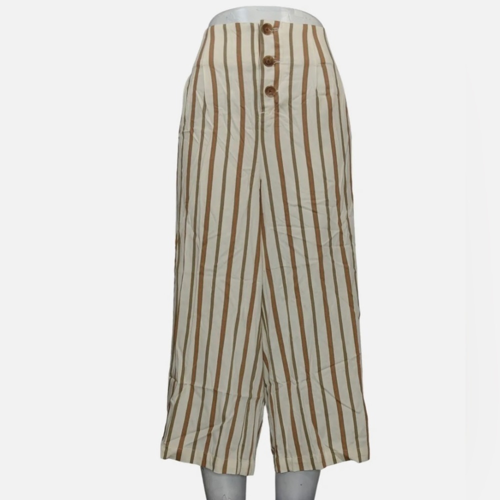 10. NWT Du Jour Bronze, Rust and Cream Stripe Wide Leg Pants 3X